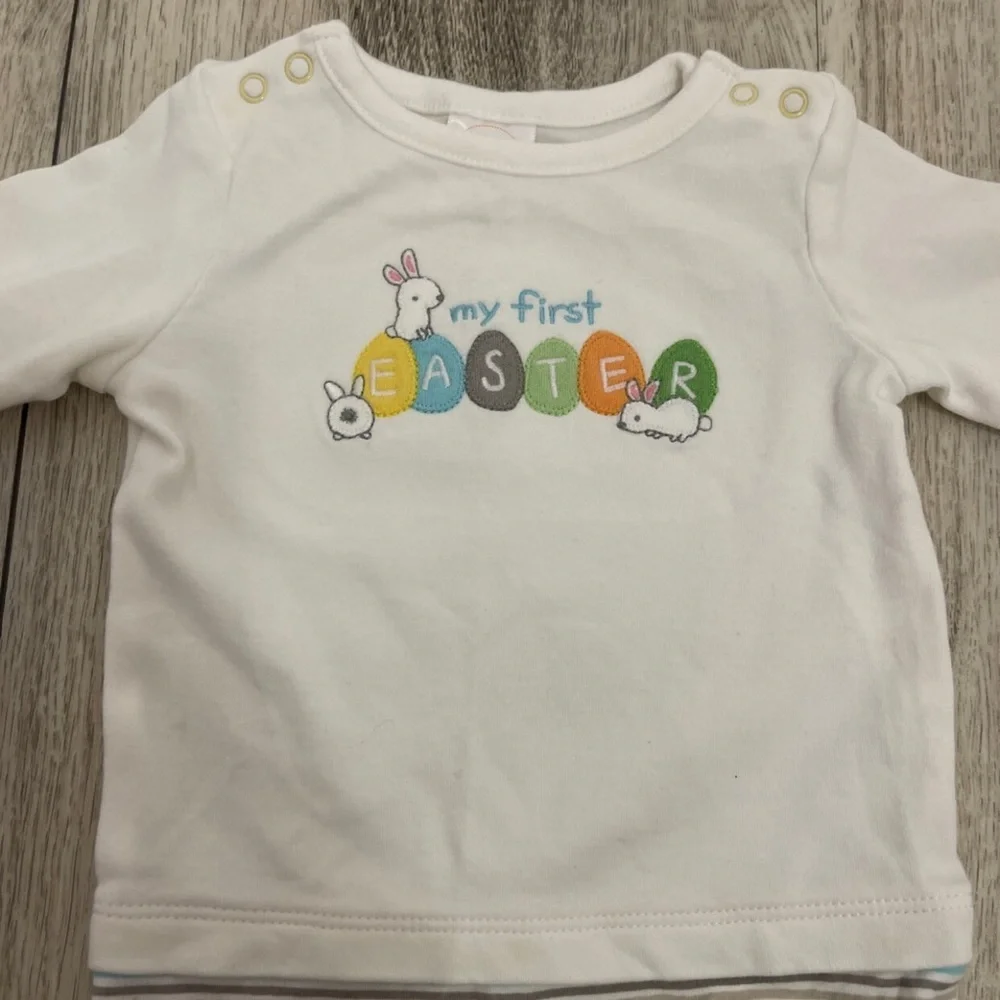 Gymboree 0-3 Months My First Easter Pastel Stripe Outfit And Bunny Hat
